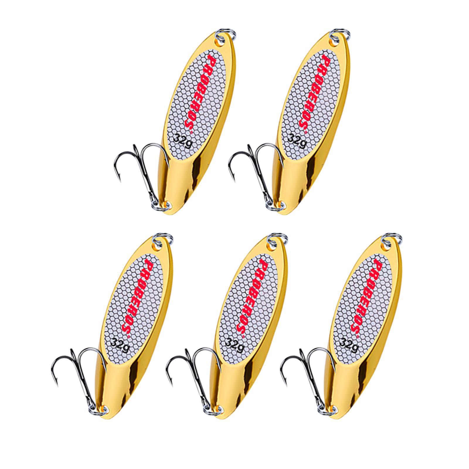 5x Fishing Spoons Lures Fishing Baits Saltwater with Hooks Bass Baits Fishing Lures for Salmon Bass Redfish Perch Fishing Accessories