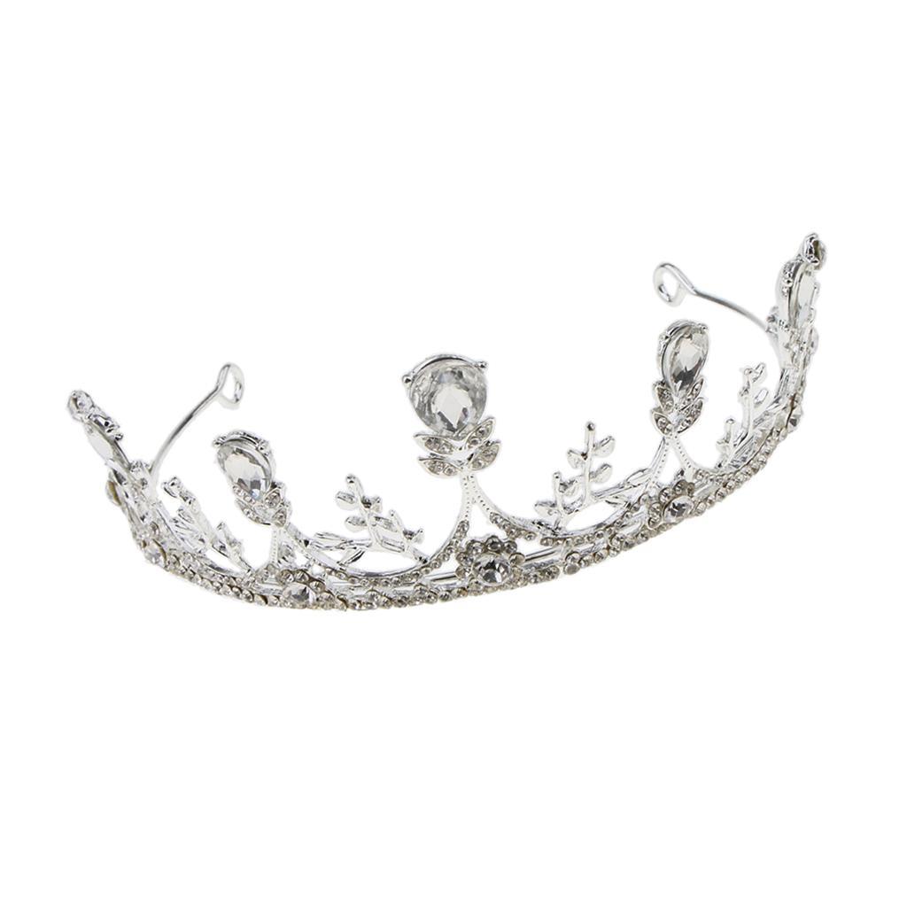 Elegant Rhinestone Leaves Tiara Crown Headband Wedding Birthday Party Tiara
