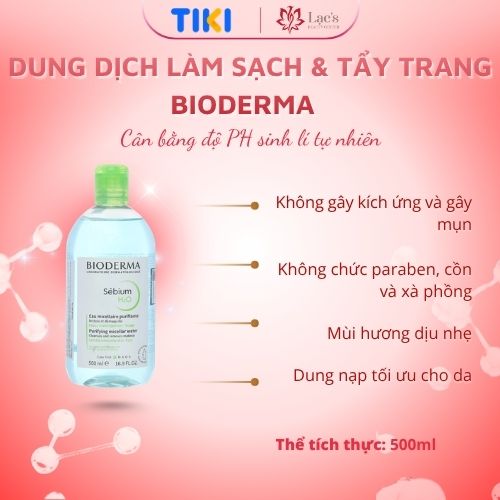 Dung dịch làm sạch và tẩy trang công nghệ Micellar cho da hỗn hợp, da dầu, và da mụn Bioderma Sebium H2O - 500ml