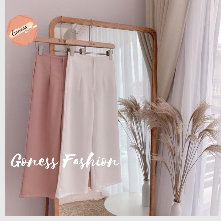 Quần suông ống rộng Goness lưng cao vải cao cấp culottes nữ mặc kéo dài chân - Q01