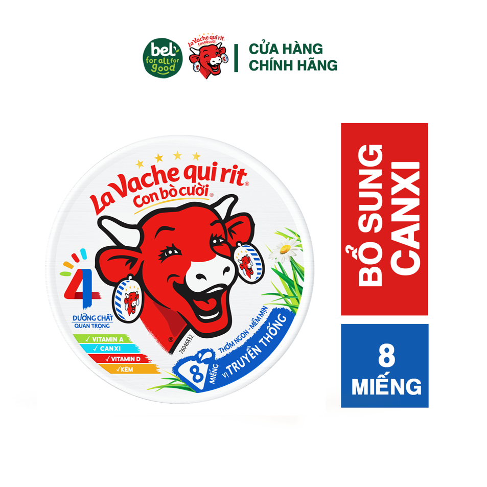 Phô mai Con Bò Cười 8 Miếng 112G – Vị truyền thống (La Vache qui Rit)