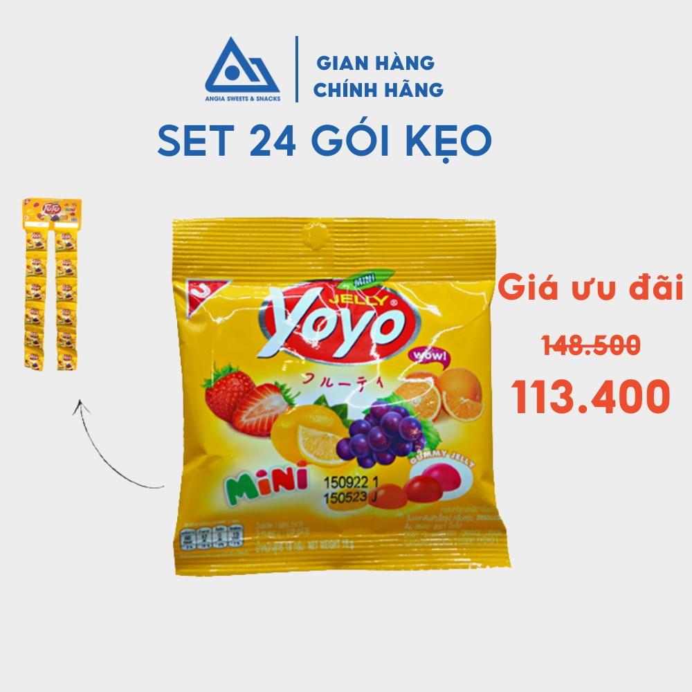 Kẹo dẻo trái cây Yoyo  432g( 24 gói- 2 dây) vị Nho/Dâu/Cam/Chanh, kẹo dẻo ăn vặt tuổi thơ Thái Lan An Gia Sweets Snacks