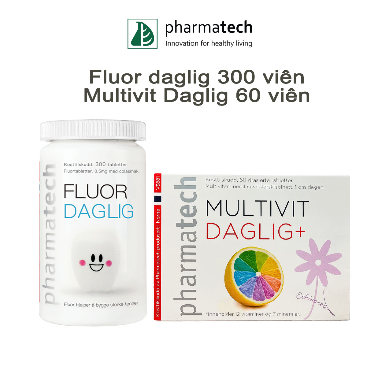 Combo viên uống bảo vệ sức khỏe Vitamin tổng hợp Multivit Daglig và Fluor Daglig Pharmatech