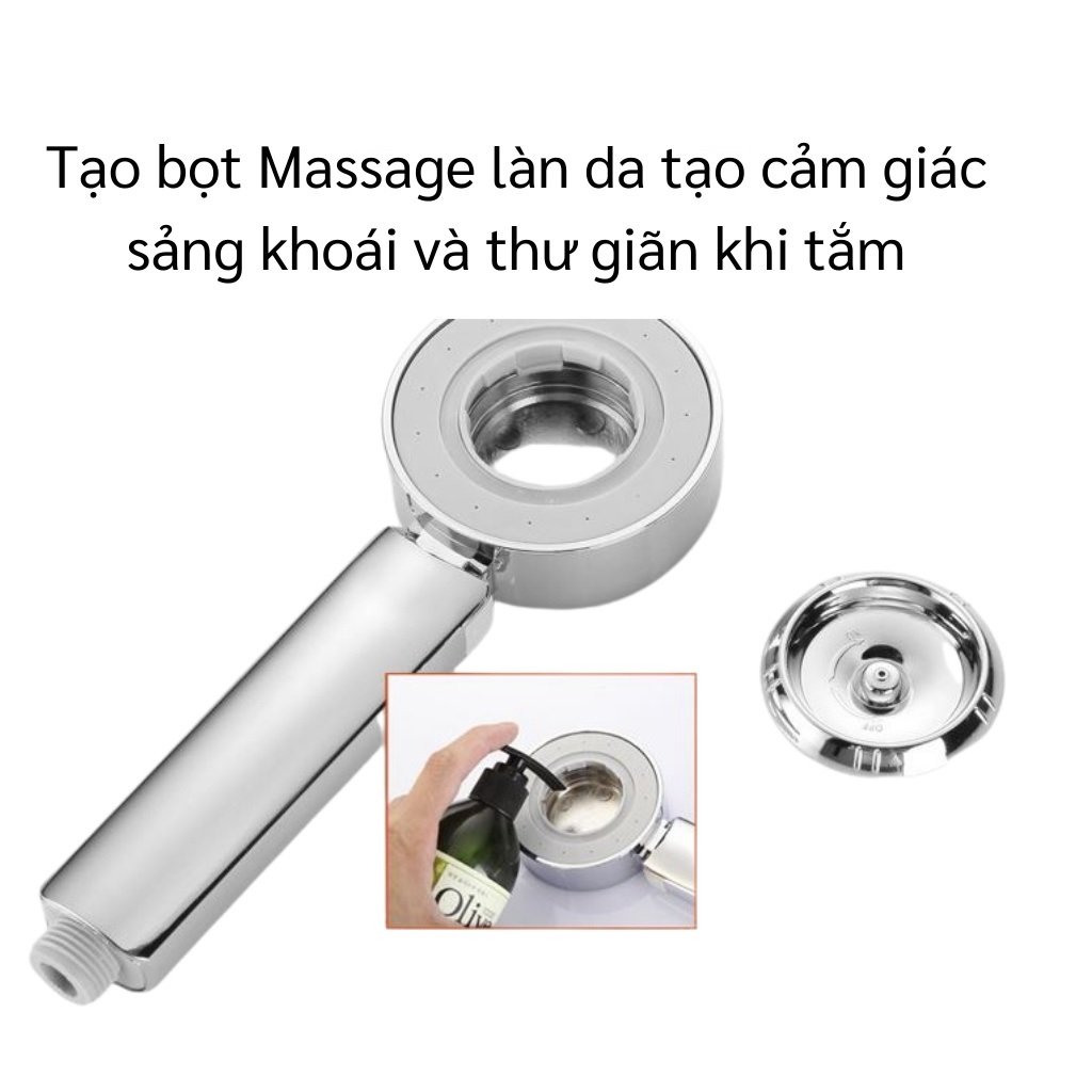 Đầu Vòi Hoa Sen Tăng Áp 2 Mặt Có Khoang Đựng Sữa Tắm Tiện Lợi