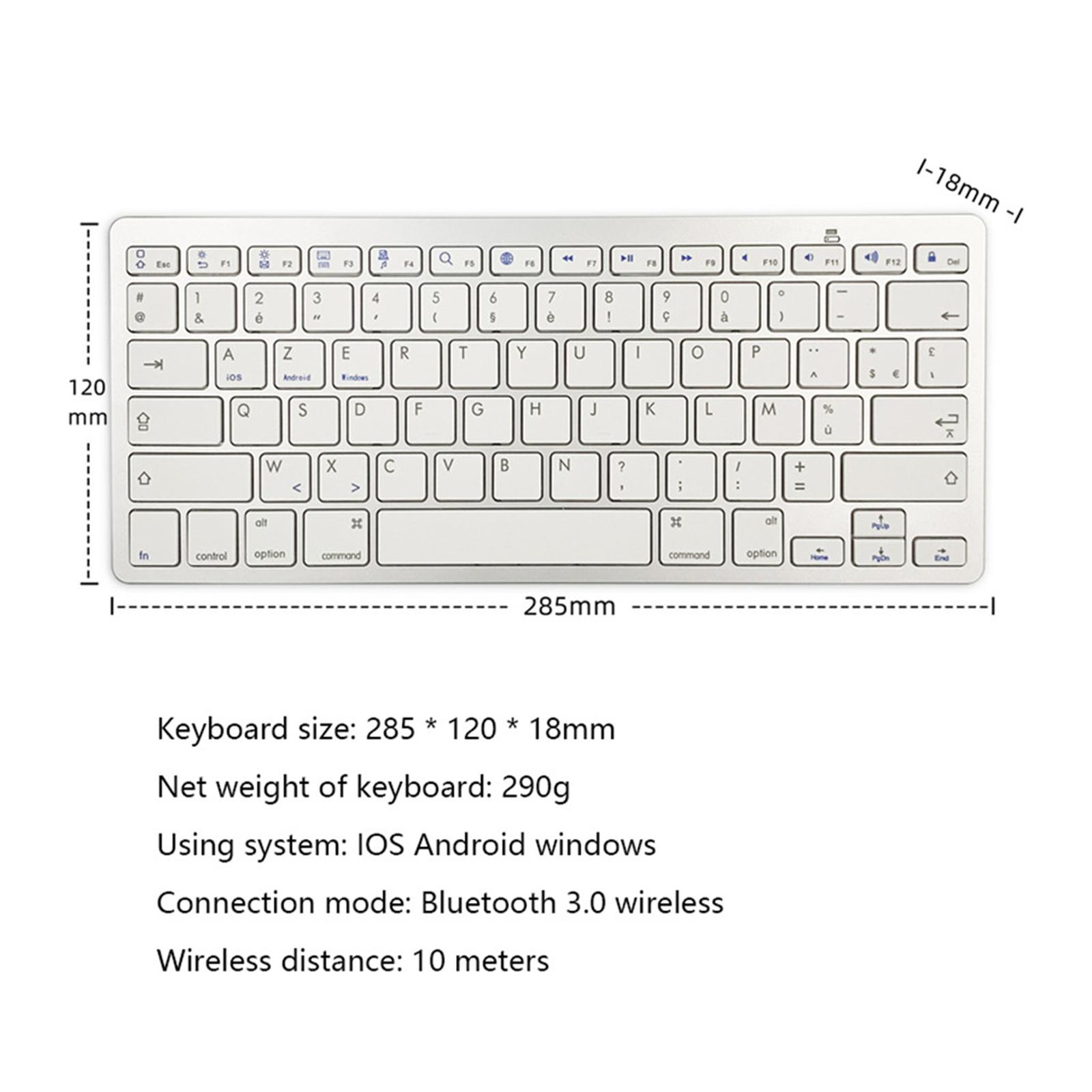 UltraThin 78 Key Wireless Bluetooth Keyboard French for IOS/Android/Windows