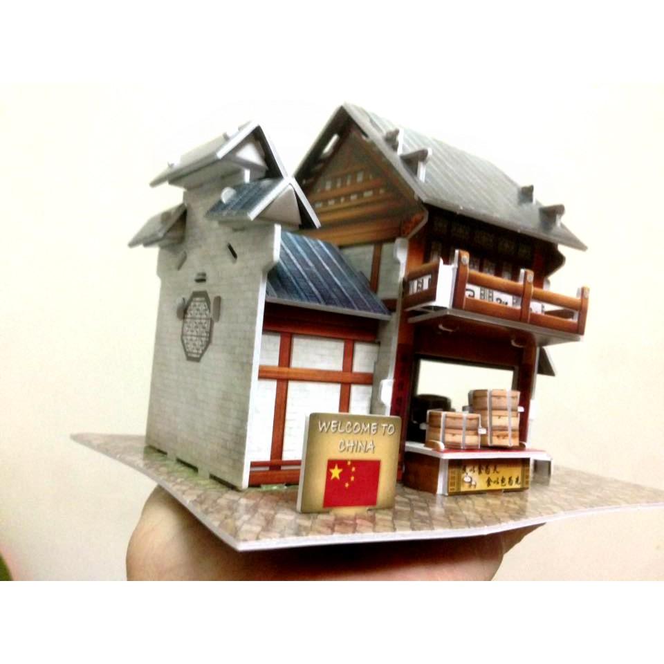 Mô hình giấy 3D- Bộ nhà truyền thống Trung Quốc-Linglong Steamed Stuffed Bum Shop-W3132h