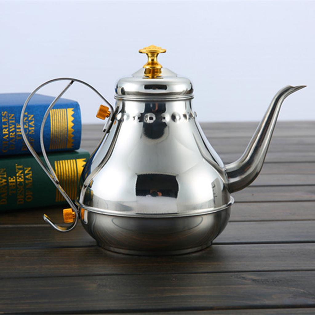 1.2L Stainless Steel Pour Over Drip Coffee Tea Pot Kettle Kitchen Restaurant