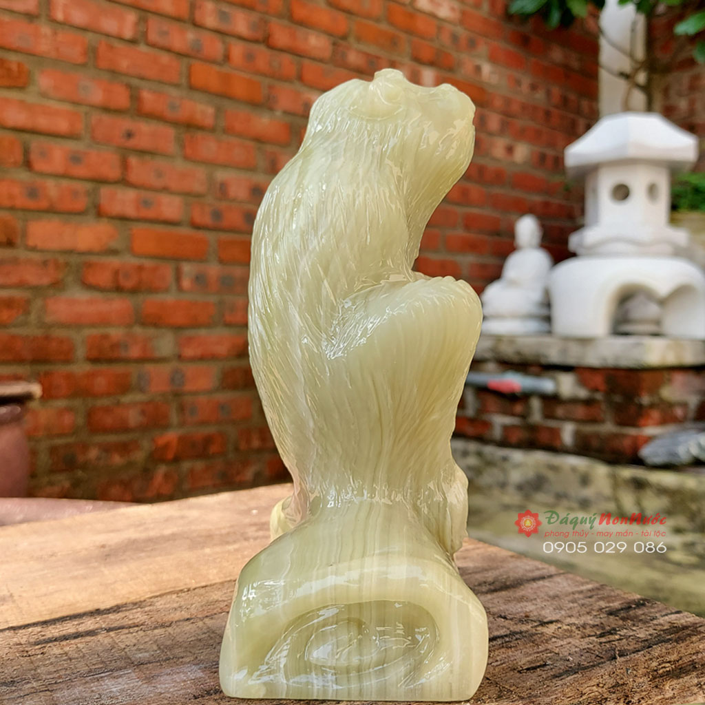 Tượng khỉ 12 con giáp phong thủy đá ngọc Pakistan 15cm - đá Non Nước