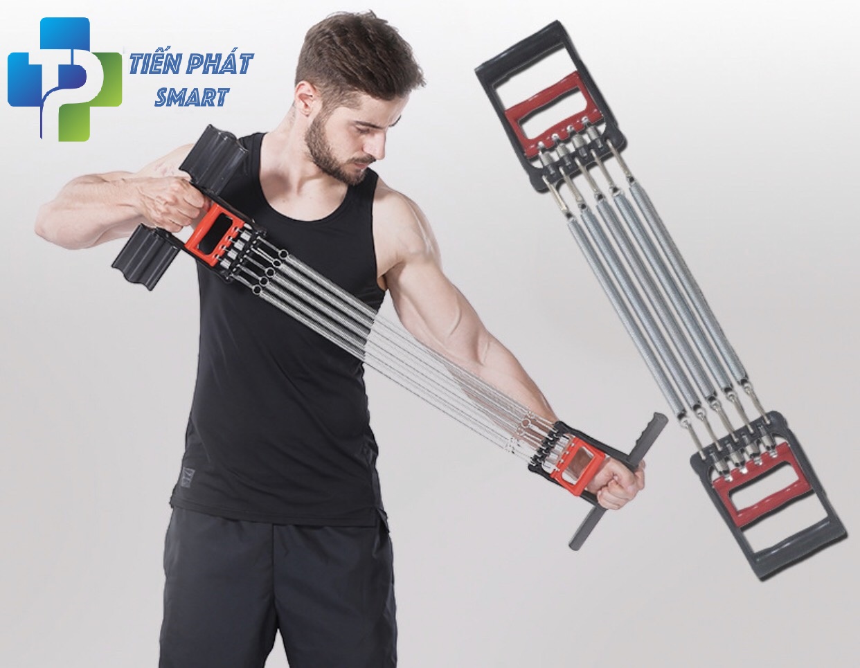 Dây Kéo Cáp 5 Lò Xo Titan Tập Thể Thao Đa Năng Có Bàn Đạp - Tập Cơ Ngực , Cơ Tay Tập GYM Hiệu Quả Tại Nhà