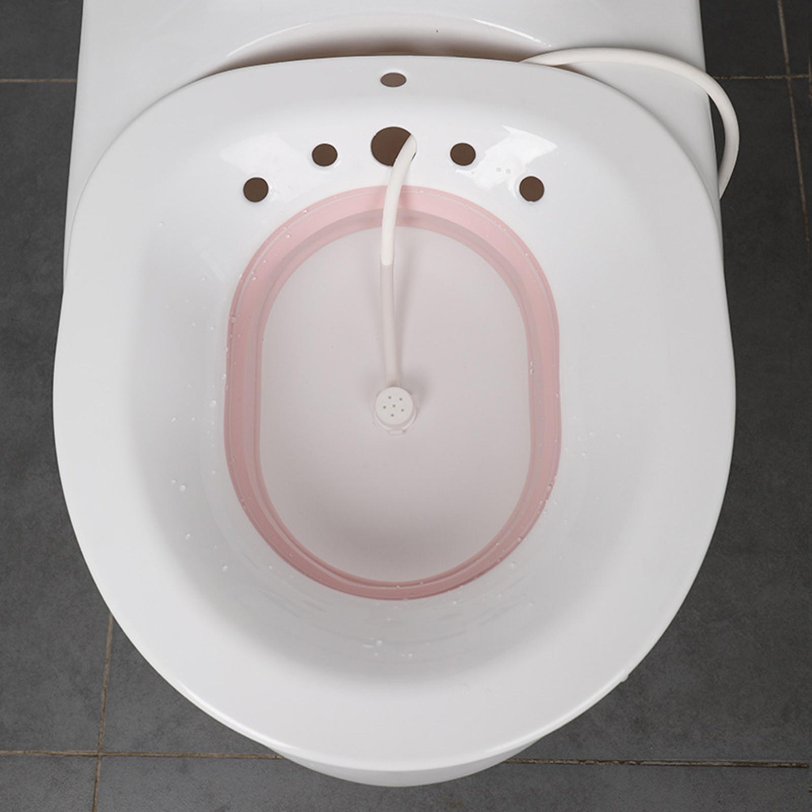 Sitz Bath Toilet Bidet Tub with Flusher for Postpartum Care White Pink