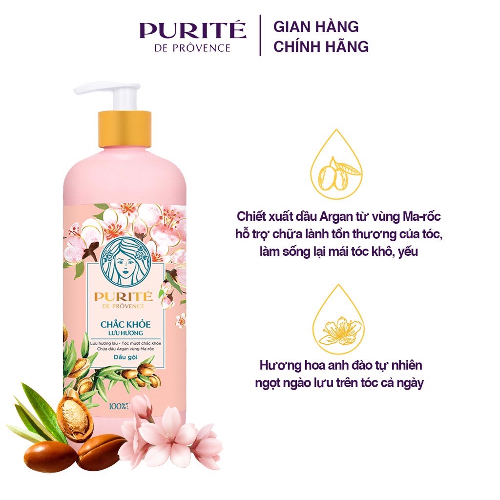 Dầu Gội Purité Chắc khỏe và Óng mềm Lưu hương 600ml/chai