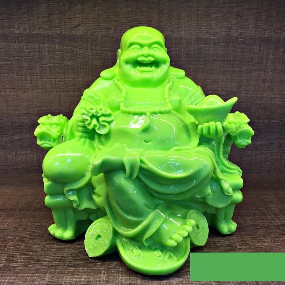 Tượng Di Lặc ngồi bưng thỏi vàng cao 17cm