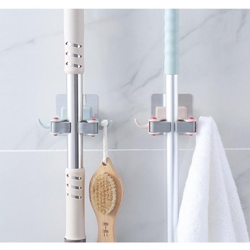 Móc - Giá Treo Chổi & Cây Lau Nhà Dán Tường, Sản Phẩm Tiện Dụng, Dễ Lắp Đặt, Không Khoan Đục