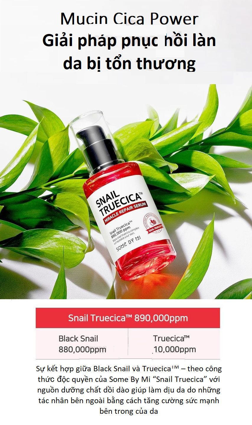 Combo Nước Hoa Hồng + Serum Dưỡng Phục Hồi, Cải Thiện Vết Thâm, Sẹo Some By Mi Snail Truecica Miracle Repair (Toner + Serum)