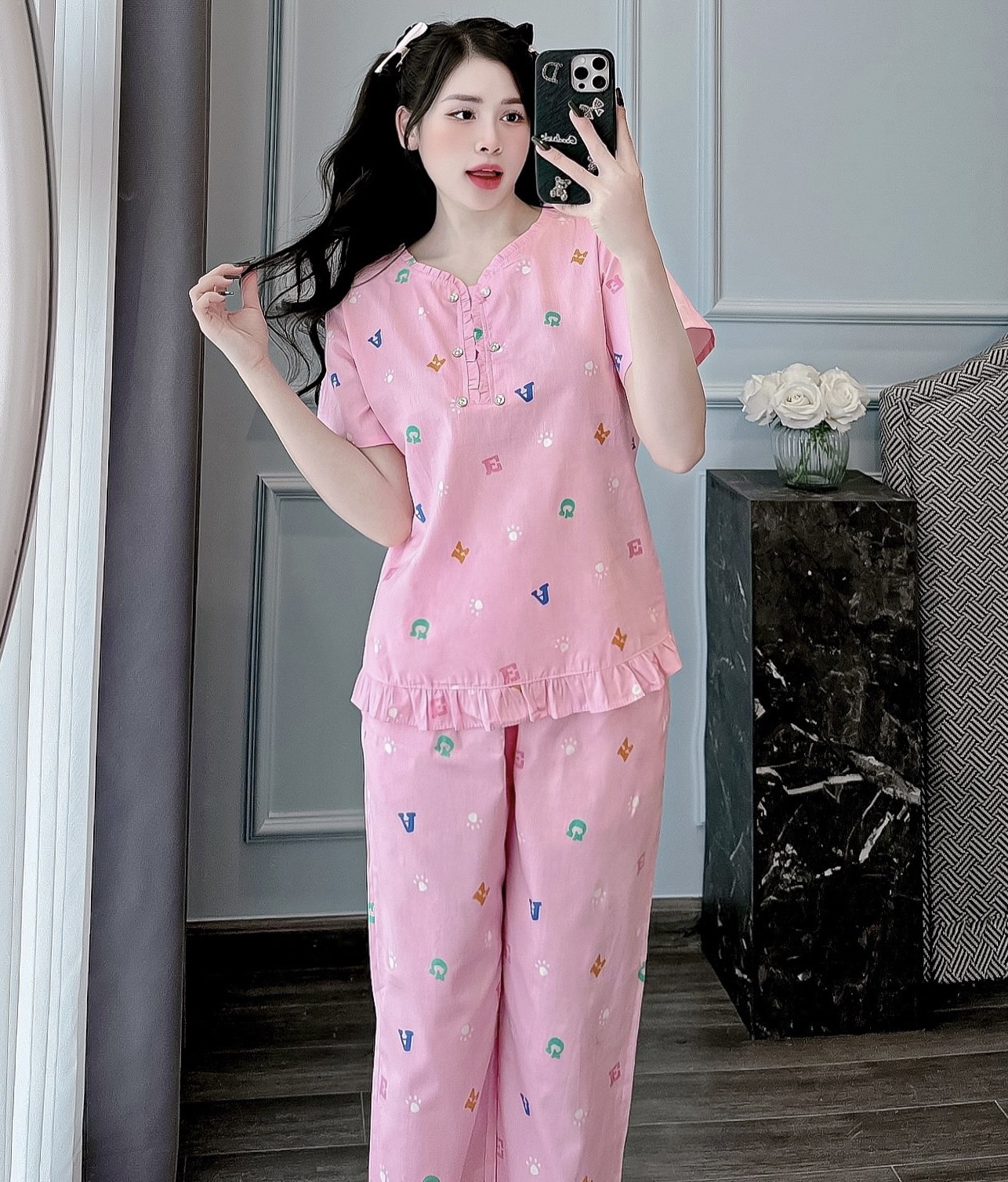 Đồ bộ nữ mặc nhà vải kate mát mẻ size ( 40kg-65kg)
