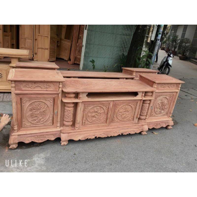 Kệ tivi cột nho gỗ hương đá. Hàng mộc và phun hoàn hiện