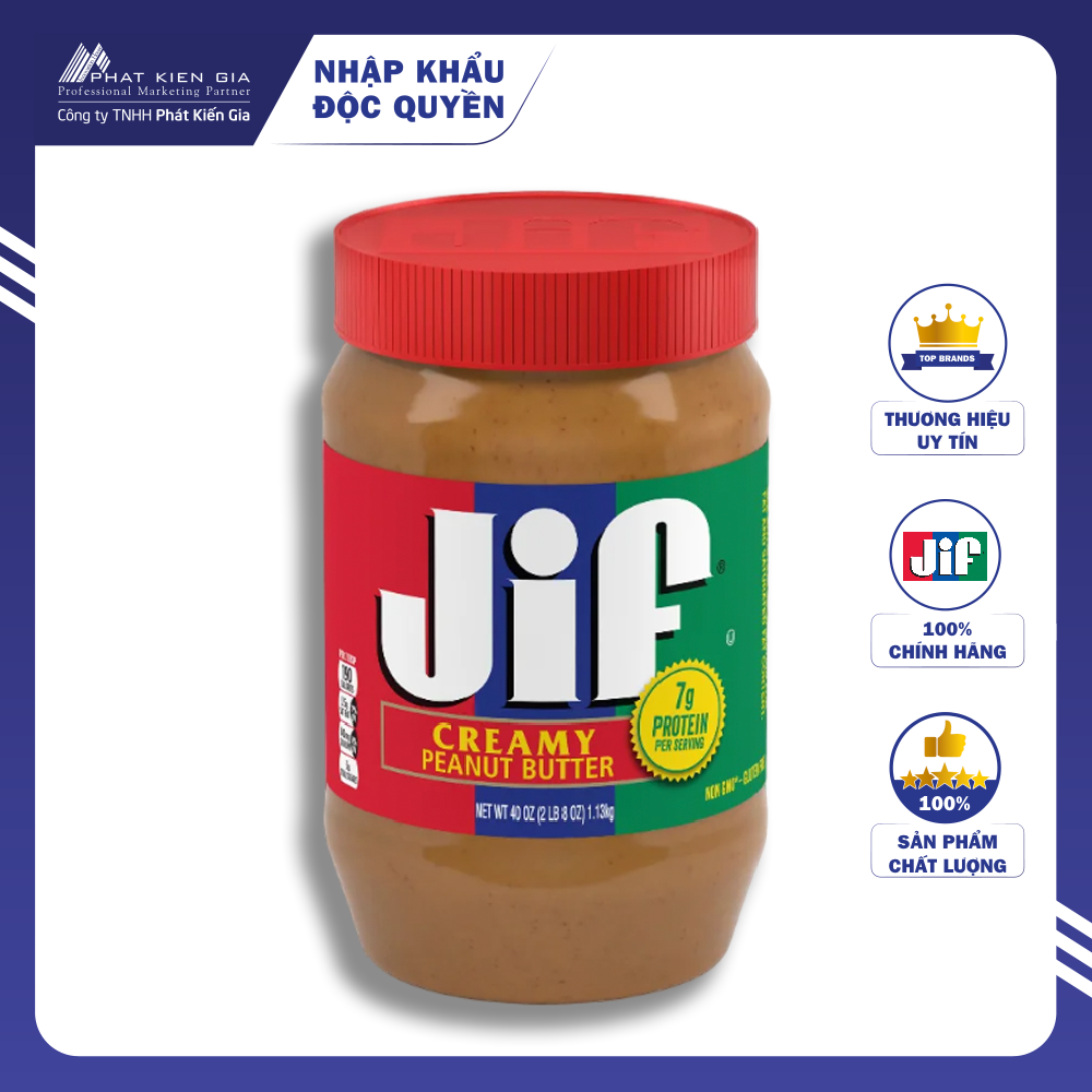 Bơ Đậu Phộng Mịn Jif 1,13kg (Mỹ)