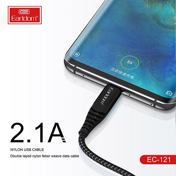 Dây sạc Earldom EC-121 1M, Cáp dù siêu bền cho điện thoại iPhone/ Samsung/ Oppo/ Xiaomi- Hàng chính hãng