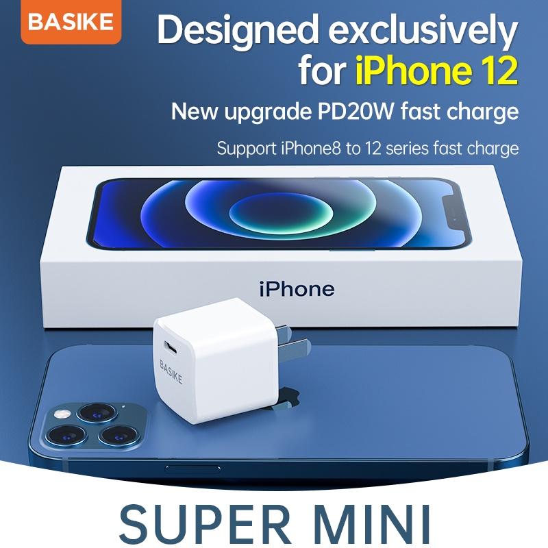 Củ sạc nhanh USB C 20W BASIKE MINI hỗ trợ sạc nhanh Type C PD cho iPhone Samsung HUAWEI-Hàng chính hãng