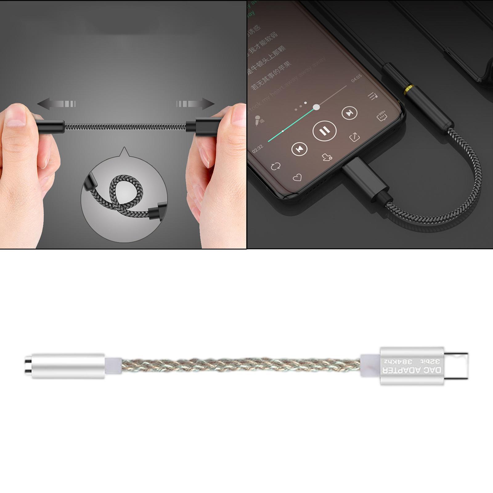 USB C to 3.5mm USB C to Mic Jack External Audio Adapter Grey