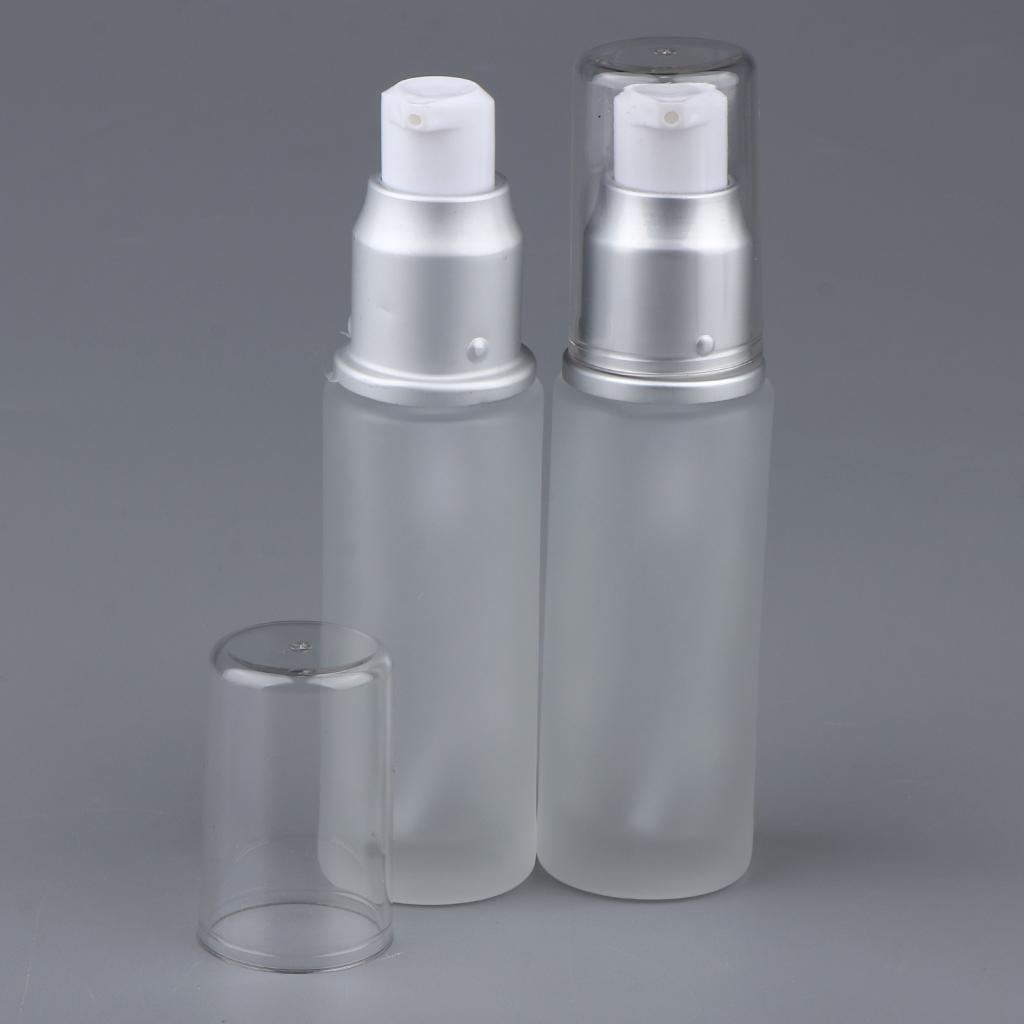 Pack Of 4 Empty Glass Lotion Cream Pump Container & Bottle Travel