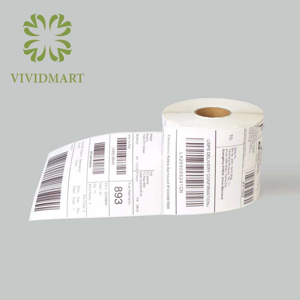 DECAL THƯỜNG 100x150mm IN MÃ VẠCH, IN TEM, CUỘN 50M 320 TEM