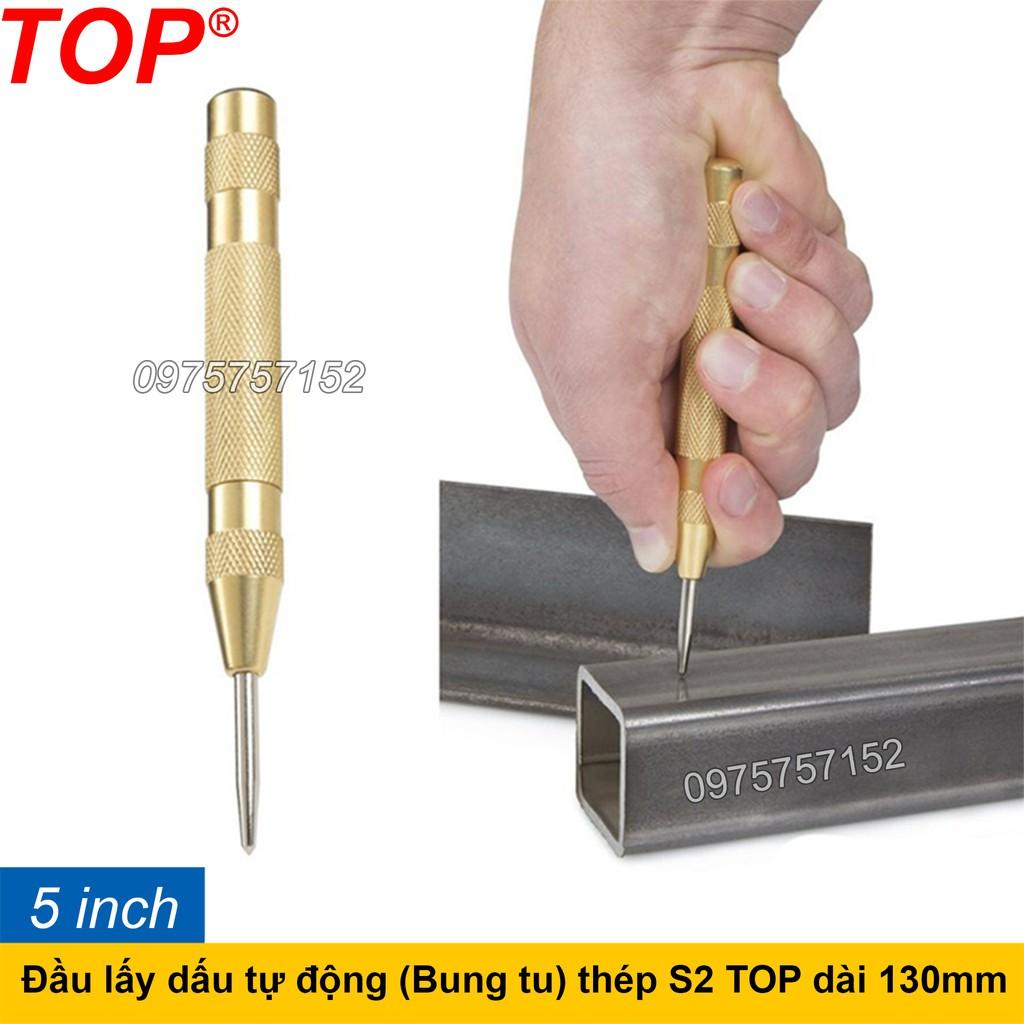 Đục lấy dấu tự động thép S2 cao cấp dài 130mm TOP, dụng cụ phá kính thoát hiểm, dụng cụ định vị, đục lỗ tâm