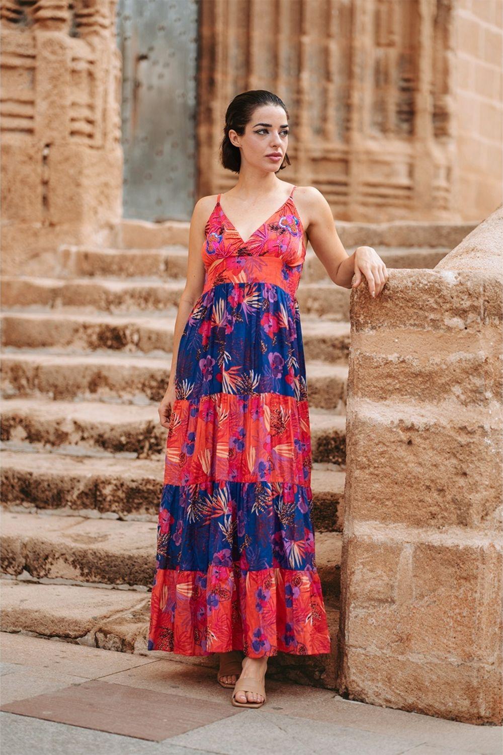 Maxi Đỏ Kết Hạt Cotton Isla Bonita