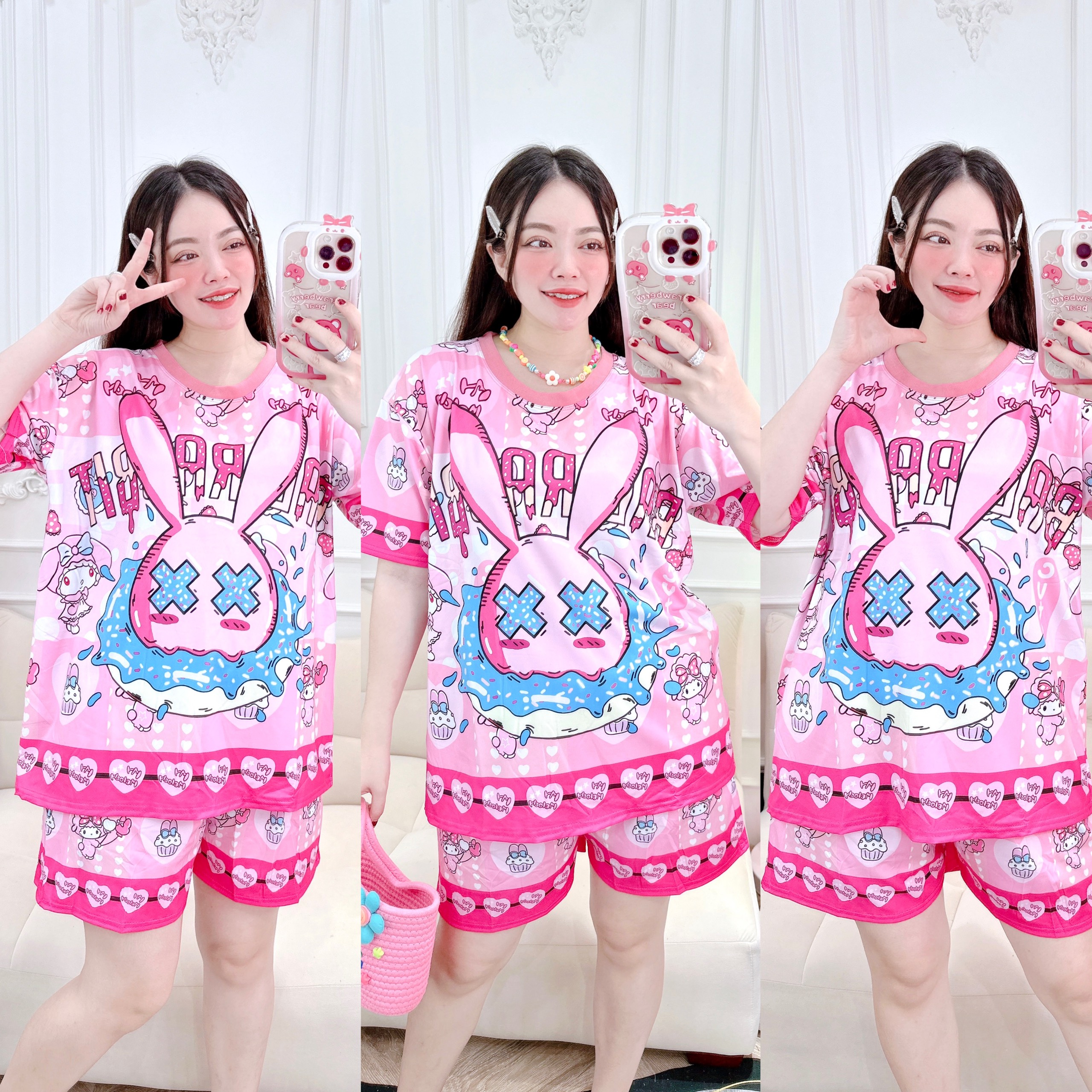 [HCM] (60-80kg, P2) Đồ bộ bigsize đùi chất thun lạnh in 3D hoạt hình. chuột mickey - chuột minnie - vịt donald - chú ngựa - khác. bobigsizedui5thunlanh