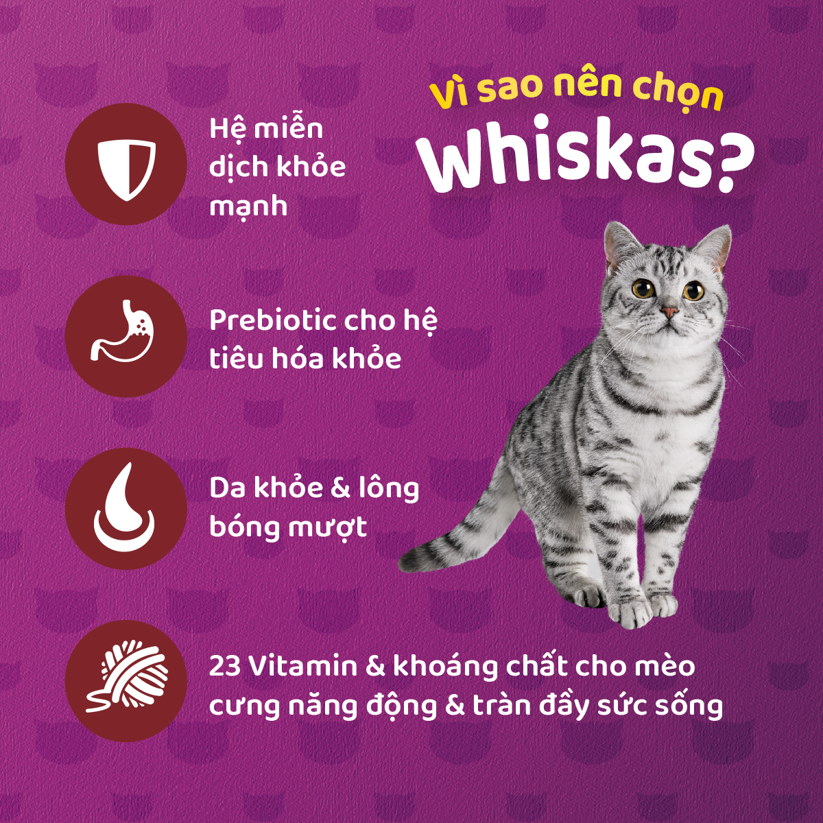 WHISKAS Thức Ăn Cho Mèo Trưởng Thành Dạng Hạt - 3kg