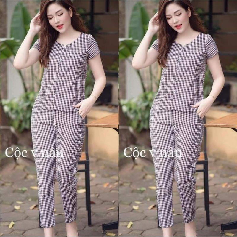 Đồ bộ cao cấp kẻ xinh