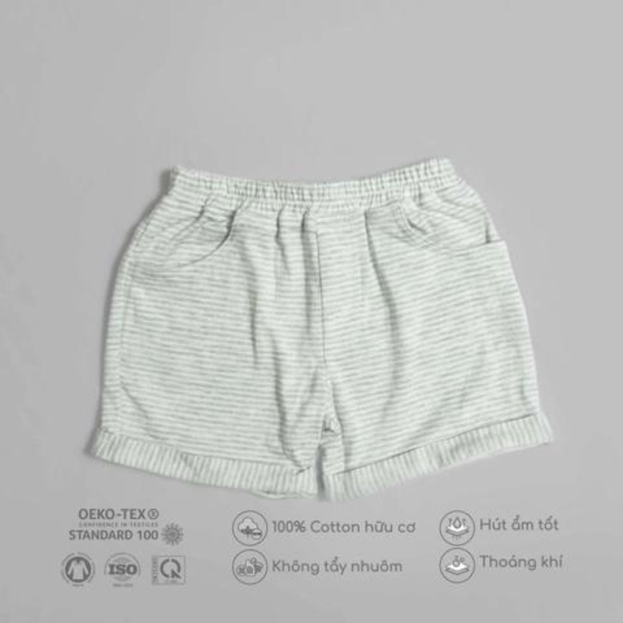 Quần áo trẻ em Bobicraft - Quần short bé trai sọc - Cotton hữu cơ organic an toàn