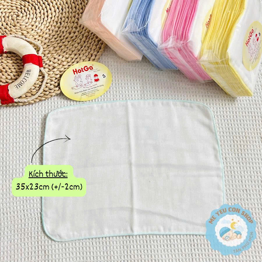 (23x35cm) Gói 10 Khăn Sữa HotGa 5 Lớp Thấm Hút Tốt Cho Bé Sơ Sinh