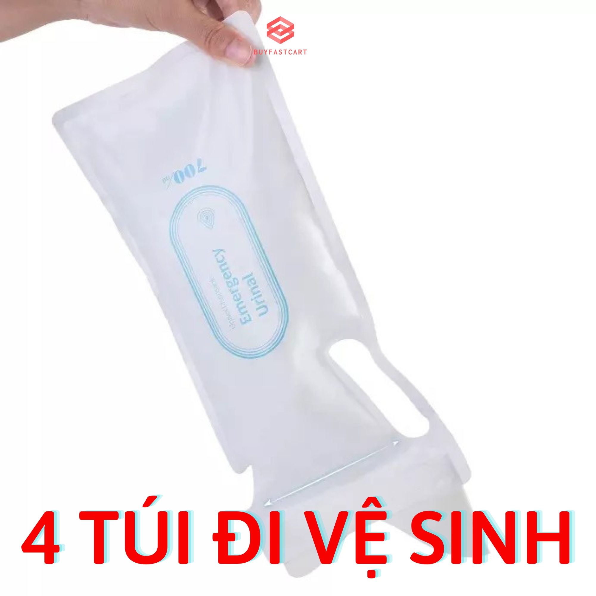 4 Túi đi vệ sinh khẩn cấp trên xe ô tô 700ml Buyfastcart T2 dành cho nam lẫn nữ tiện lợi dùng một lần - Hàng chính hãng