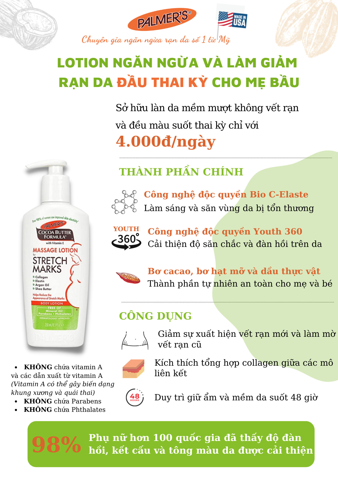 Kem chống rạn da PALMER'S lotion 250ml