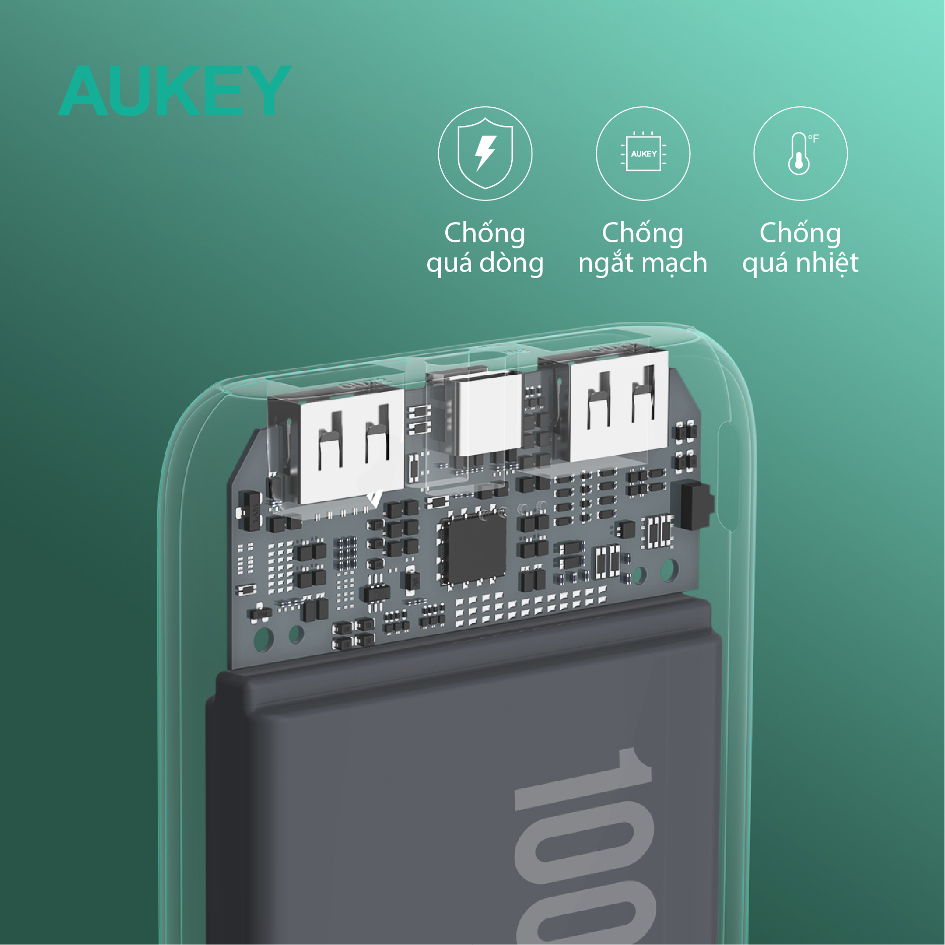 Pin sạc dự phòng Aukey Basix Slim PB-N99 10000mAh, hàng chính hãng