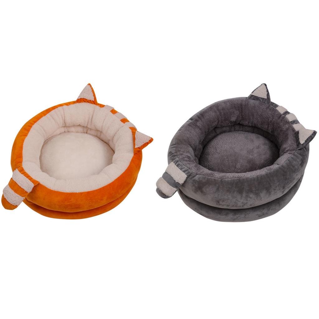 Ổ Nệm chó mèo, giường nằm thú cưng, nhà cho chó mèo thành cao 2 lớp size 45cm - xám hồng