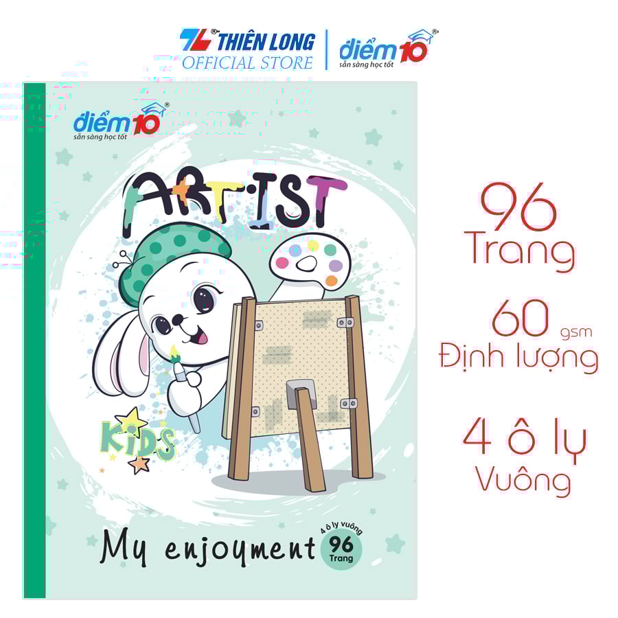 Bộ 5 Tập học sinh 96 trang 4 ô ly vuông 60 gsm Điểm 10 TP-NB039