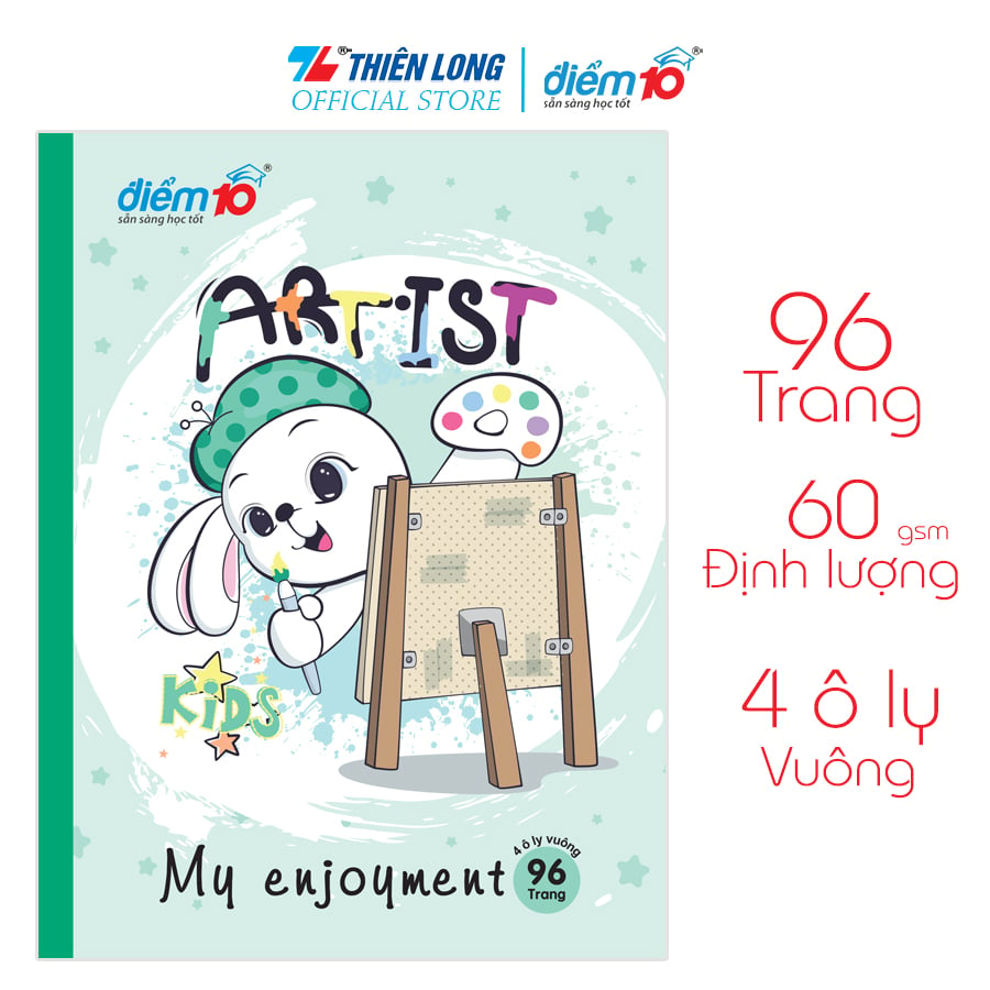 Bộ 5 Tập học sinh 96 trang 4 ô ly vuông 60 gsm Điểm 10 TP-NB039 (hình ngẫu nhiên)