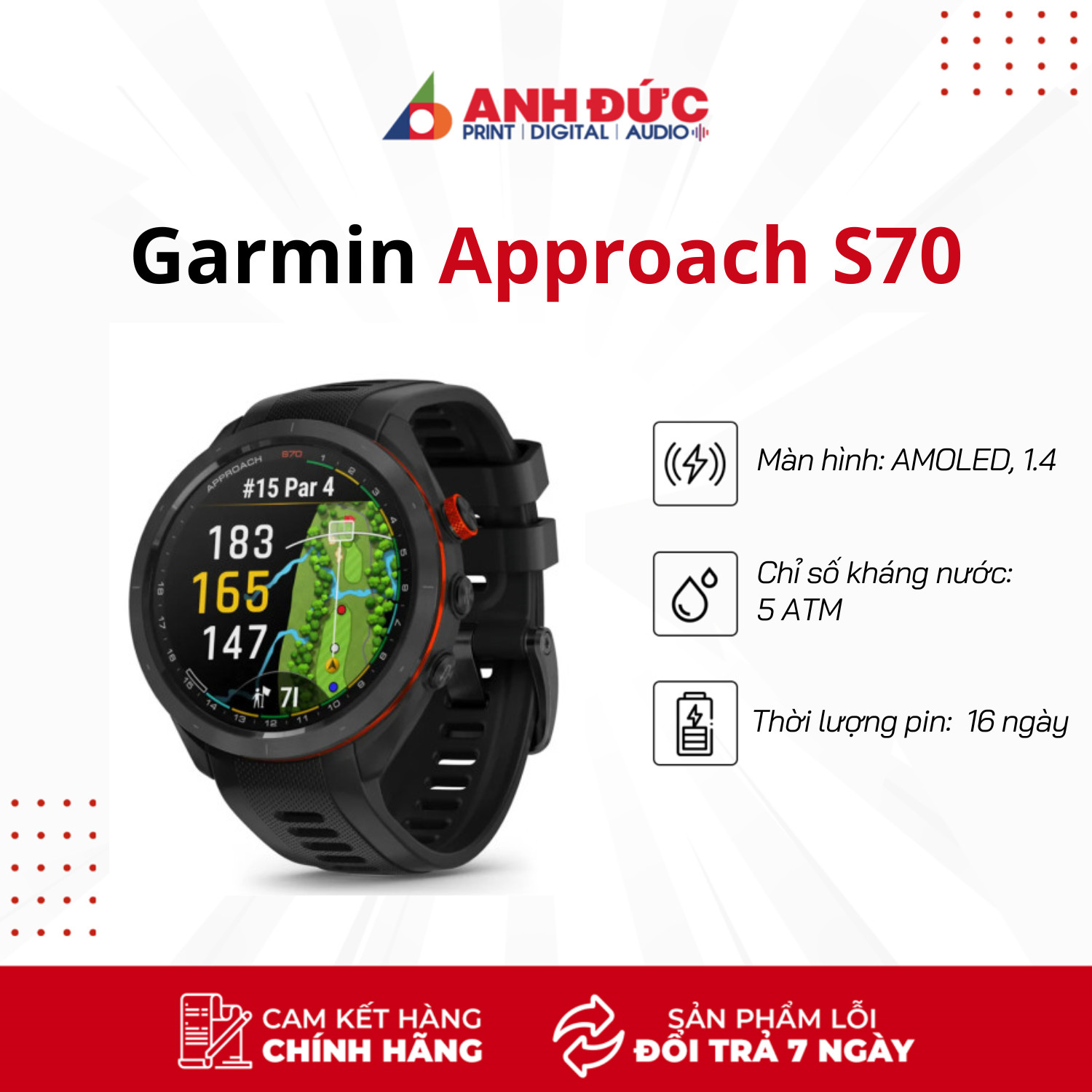 Đồng Hồ Thông Minh Garmin Approach S70/ S70S - Hàng Chính Hãng FPT