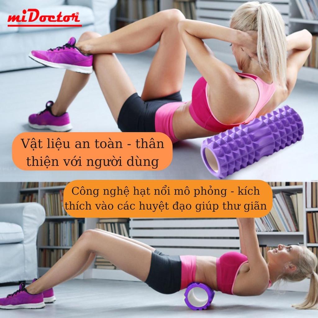 Con lăn Foam Roller massage có gai 33cm giãn cơ tập Gym, Yoga, thể hình miDoctor