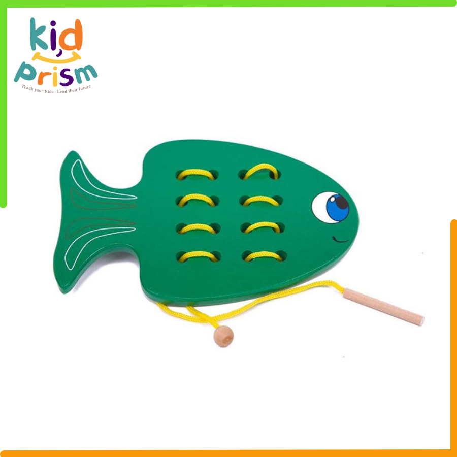 Đồ chơi giáo dục - Bộ luồn dây Fish chất liệu gỗ &amp; len dành cho trẻ từ 24 tháng trở lên