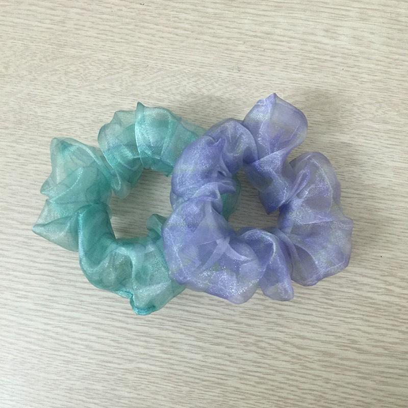 Dây buộc tóc Scrunchies bóng ánh kẻ size nhỏ EAFIT009