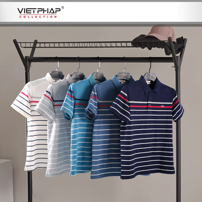 Áo Thun 4 Chiều Sọc Cao Cấp VIỆT PHÁP / Form Luxury - Chất liệu cotton co dãn và thấm hút mồ hôi tốt 2104