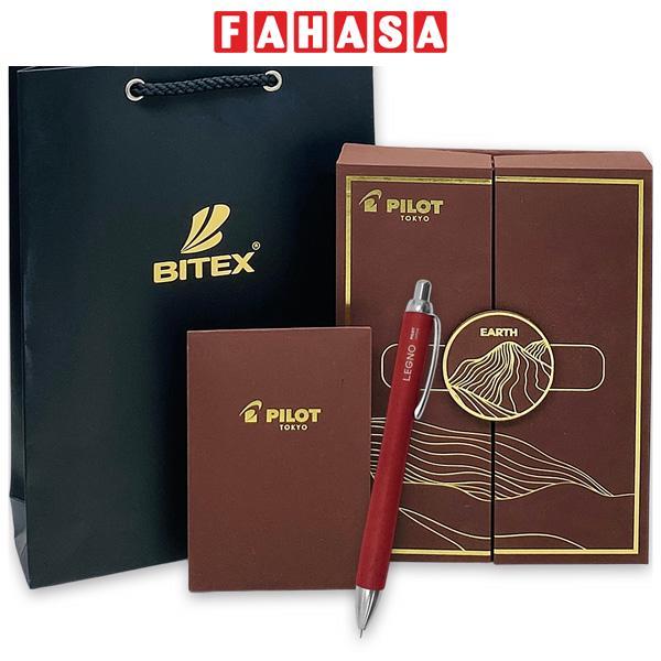 Bút Bi Ký Legno 0.7 mm - Pilot BLE-1SK-R - Mực Đen - Thân Gỗ Đỏ Kèm Hộp Ngũ Hành Và Túi