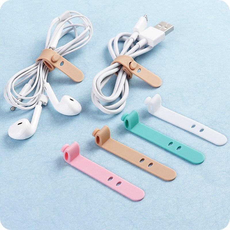 4pcs/set Silicone Straps Headphones Storage Soft Tape USB Wire Cable Tie Cable Organizer Winder