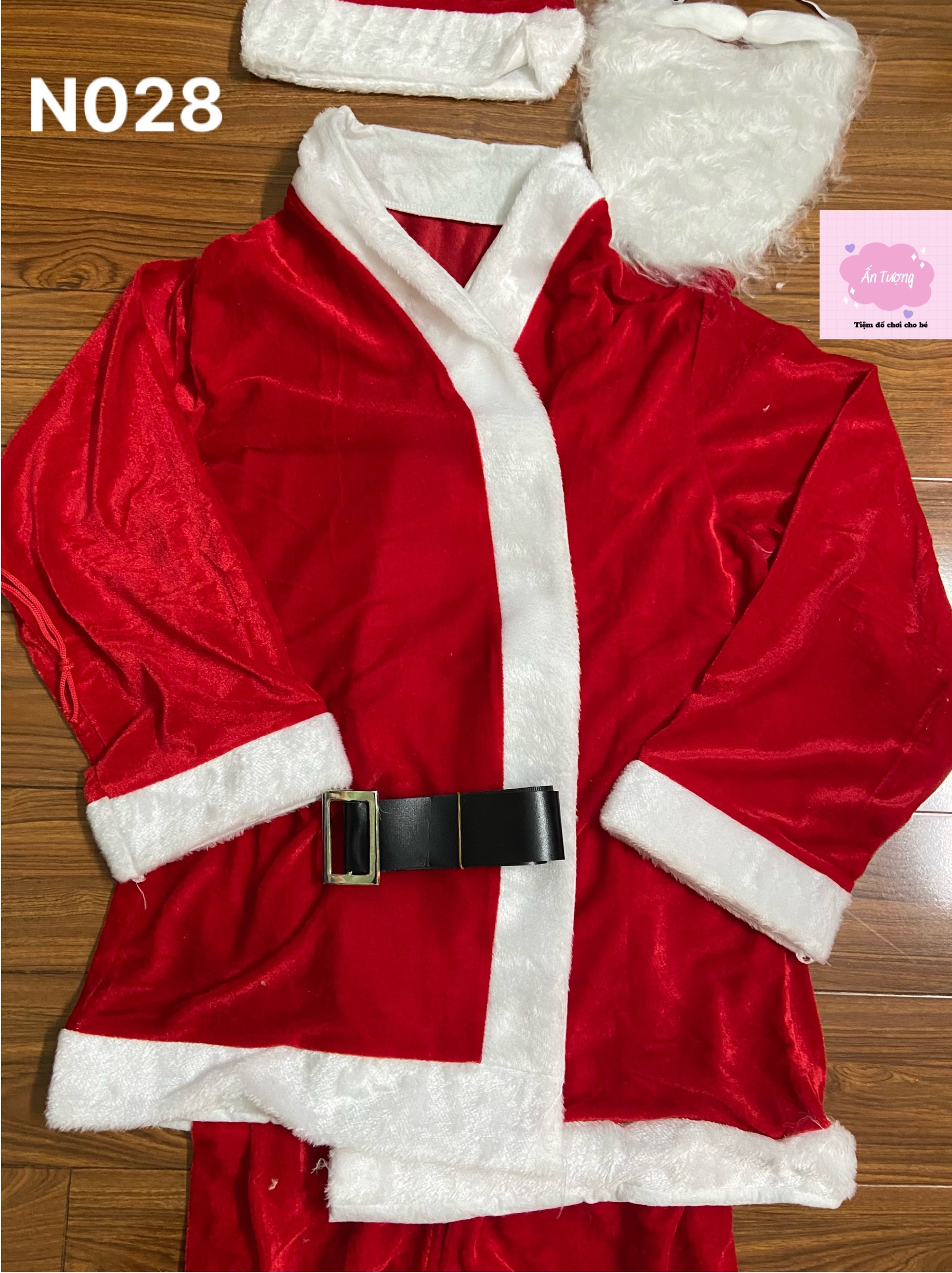 Bộ quần áo Ông Già Noel - Bộ trang phục hoá trang Ông già Noel người lớn- Bộ 7 chi tiết hoá trang ông già Noel