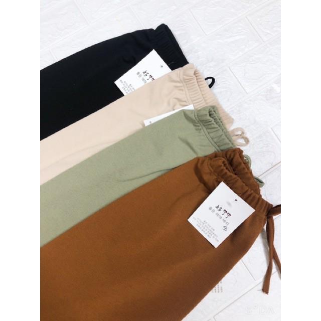 Quần culottes dáng dài cạp chun gân tăm nhiều màu