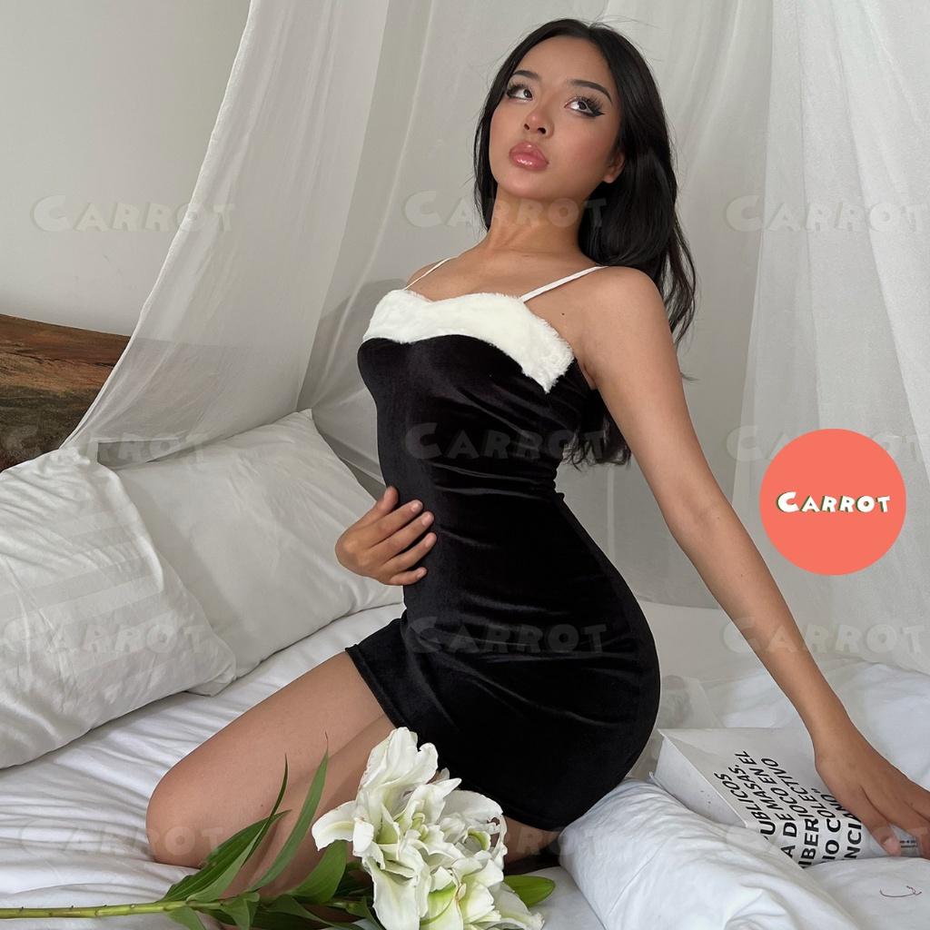 Đầm body thiết kế 2 dây nhung váy ôm sexy gợi cảm carrotxinhdep 39