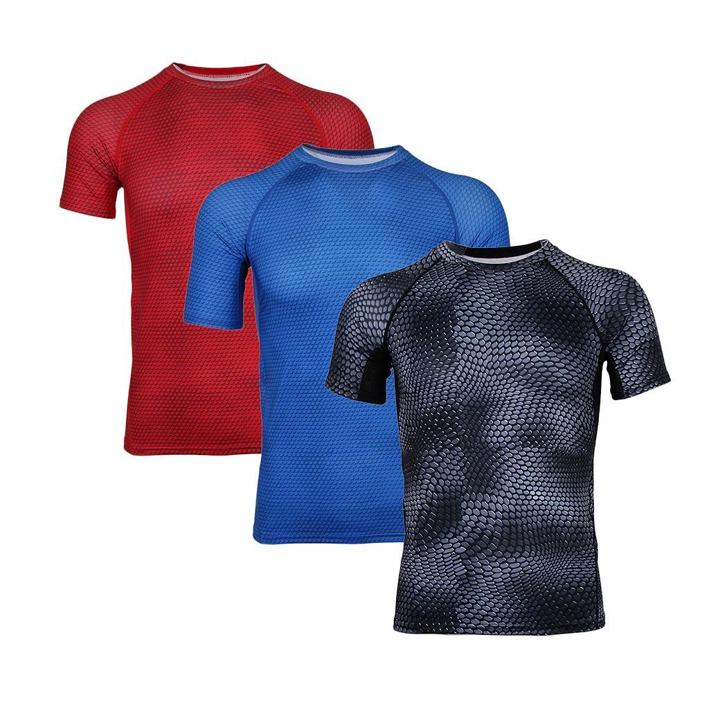 Men's Short Sleeve Running Fitness Workout Compression Base Layer T-Shirt